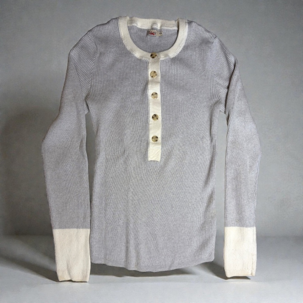 Faherty Ribbed Mikki  Long Sleeve Henley | Size Small